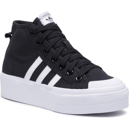 Czarne trampki Adidas sznurowane ze skóry ekologicznej