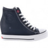 Czarne trampki Cross Jeans w sportowym stylu sznurowane z ukrytym koturnem
