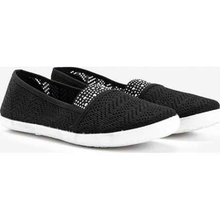 Czarne trampki Gemre.com.pl w sportowym stylu z płaską podeszwą z tkaniny