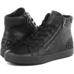 Czarne trampki Geox na zamek ze skóry ekologicznej