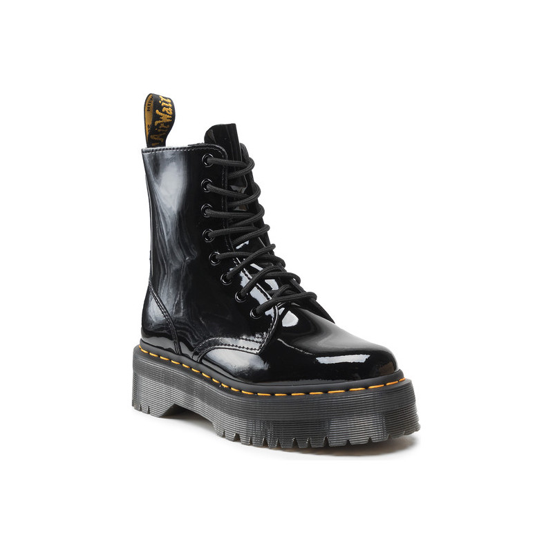 Czarne trapery damskie Dr. Martens na platformie sznurowane ze skóry