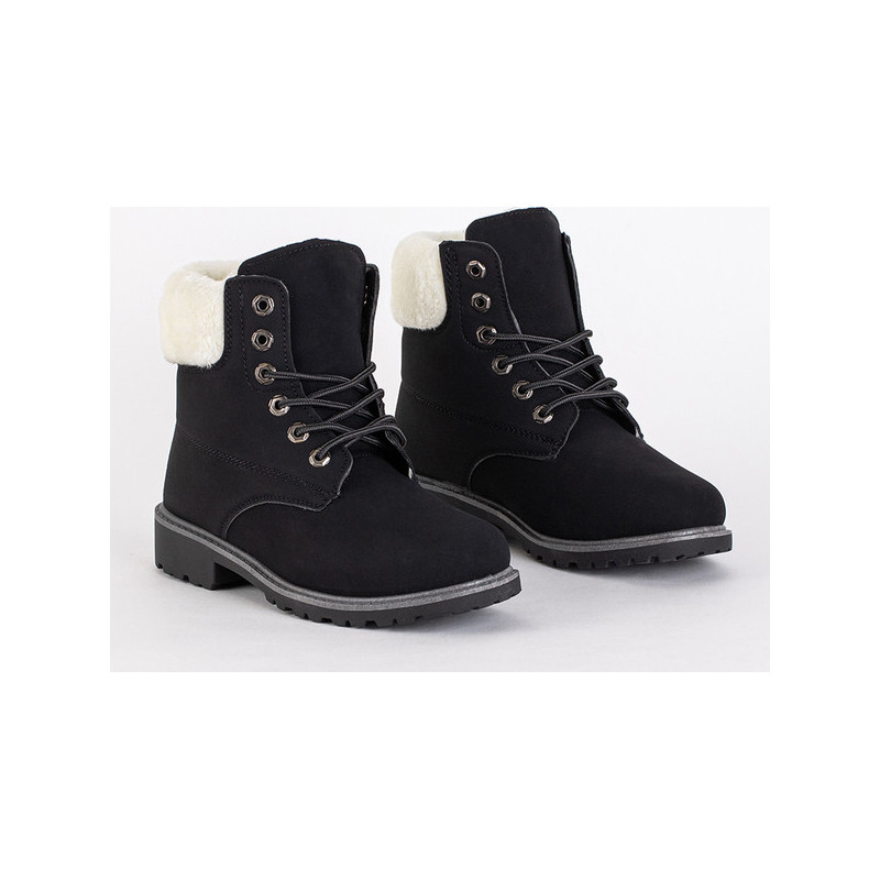 Czarne trapery damskie Royalfashion.pl sznurowane