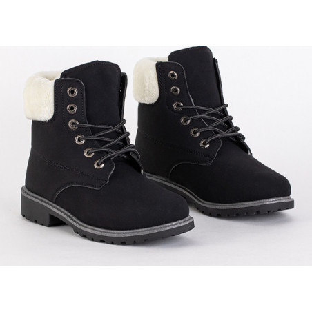 Czarne trapery damskie Royalfashion.pl sznurowane