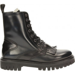 Czarne trapery damskie Tommy Hilfiger sznurowane ze skóry