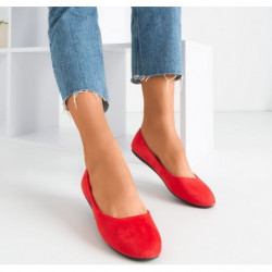 Czerwone baleriny Royalfashion.pl w stylu casual z zamszu