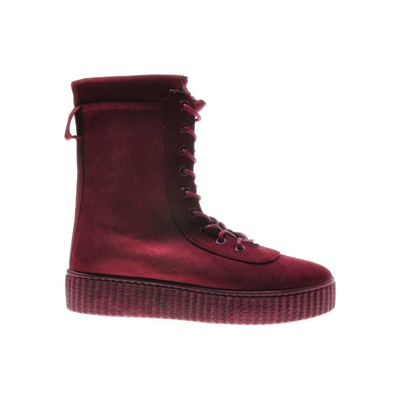 Czerwone botki Pantofelek24 sznurowane w stylu casual ze skóry ekologicznej