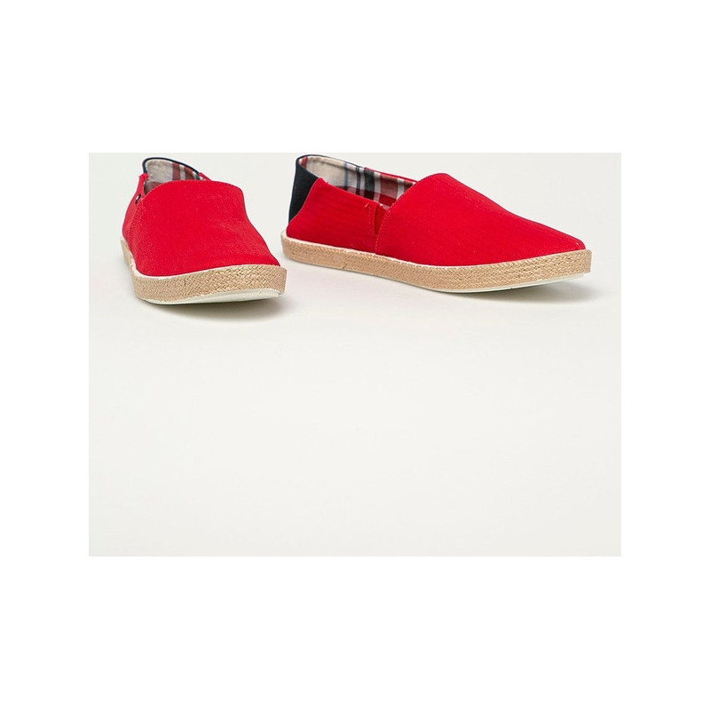Czerwone buty letnie męskie Tommy Hilfiger z tkaniny
