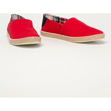 Czerwone buty letnie męskie Tommy Hilfiger z tkaniny