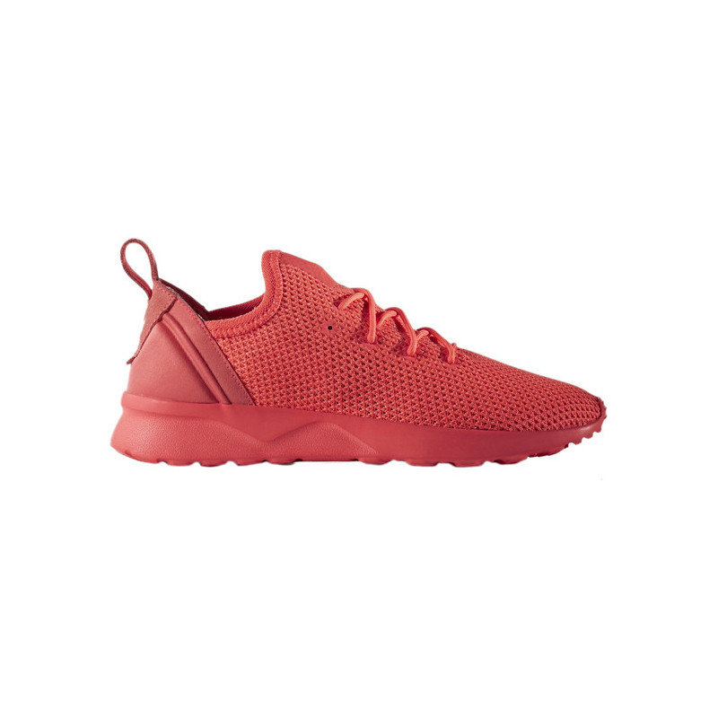 Czerwone buty sportowe Adidas sznurowane ze skóry z płaską podeszwą