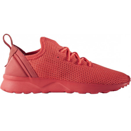 Czerwone buty sportowe Adidas sznurowane ze skóry z płaską podeszwą