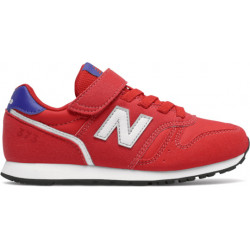 Czerwone buty sportowe dziecięce New Balance sznurowane z zamszu dla chłopców