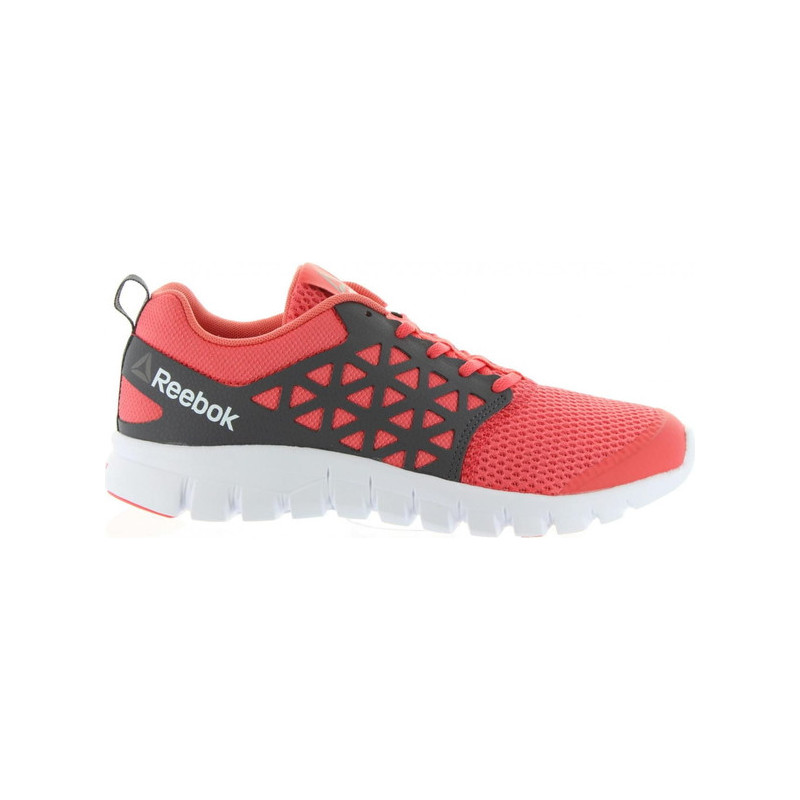 Czerwone buty sportowe Reebok z płaską podeszwą ze skóry ekologicznej