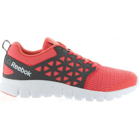 Czerwone buty sportowe Reebok z płaską podeszwą ze skóry ekologicznej
