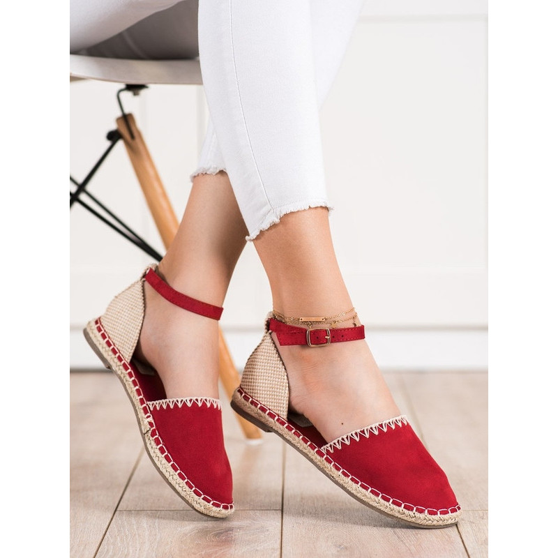 Czerwone espadryle Czasnabuty z płaską podeszwą w stylu casual