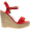 Czerwone espadryle Pantofelek24 z zamszu na koturnie