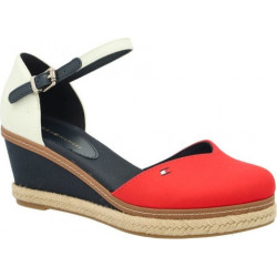 Czerwone espadryle Tommy Hilfiger ze skóry na koturnie