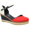 Czerwone espadryle Tommy Hilfiger ze skóry na koturnie