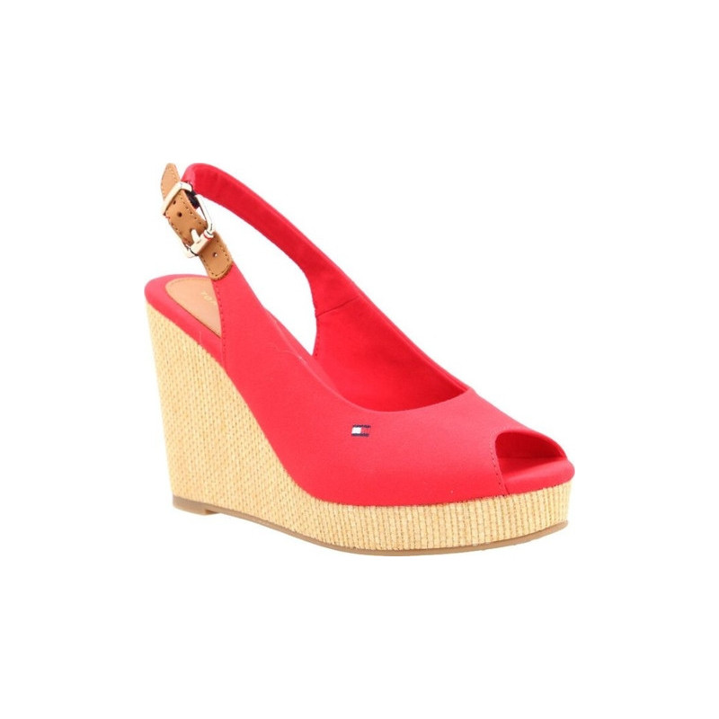 Czerwone espadryle Tommy Hilfiger ze skóry z klamrami
