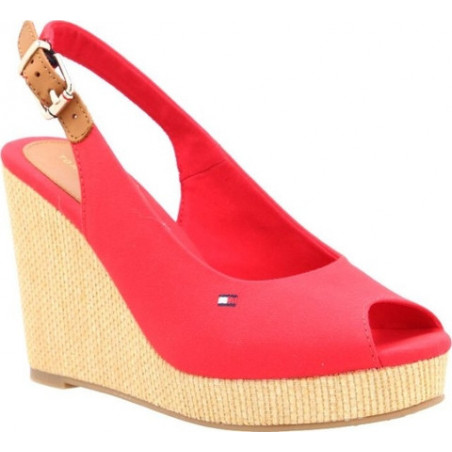 Czerwone espadryle Tommy Hilfiger ze skóry z klamrami