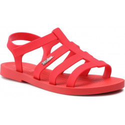 Czerwone sandały Melissa z płaską podeszwą w stylu casual z klamrami