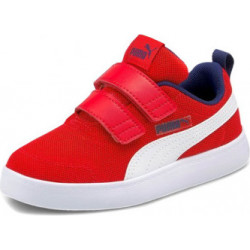 Czerwone trampki dziecięce Puma na rzepy ze skóry