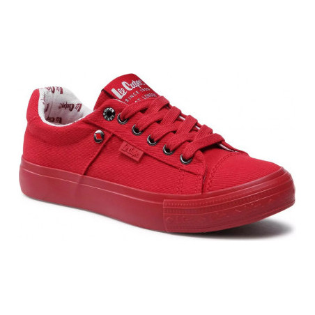 Czerwone trampki Lee Cooper w sportowym stylu z tkaniny sznurowane