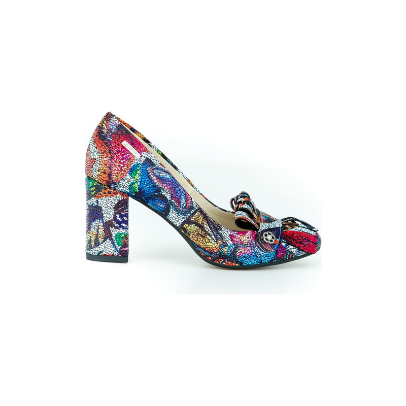 Czółenka Zapato z nadrukiem w stylu boho ze skóry