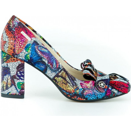 Czółenka Zapato z nadrukiem w stylu boho ze skóry