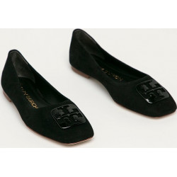 Baleriny Tory Burch z kwadratowym noskiem z zamszu w stylu casual