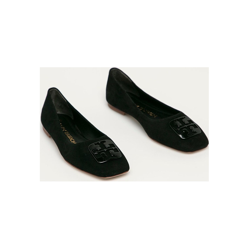 Baleriny Tory Burch z kwadratowym noskiem z zamszu w stylu casual
