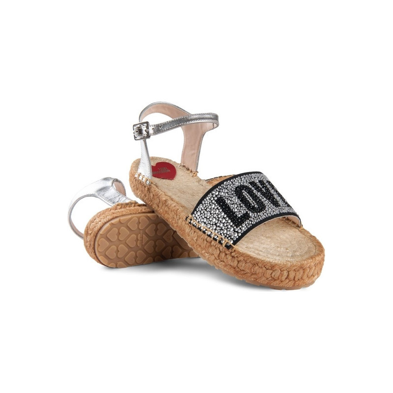 Espadryle Love Moschino z tkaniny w stylu boho