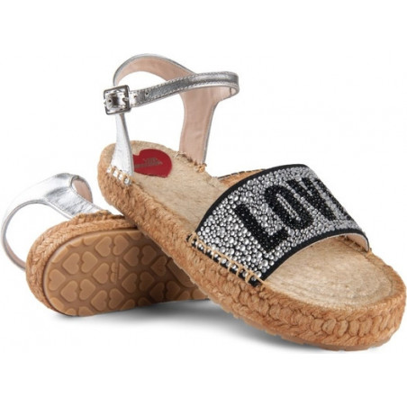 Espadryle Love Moschino z tkaniny w stylu boho