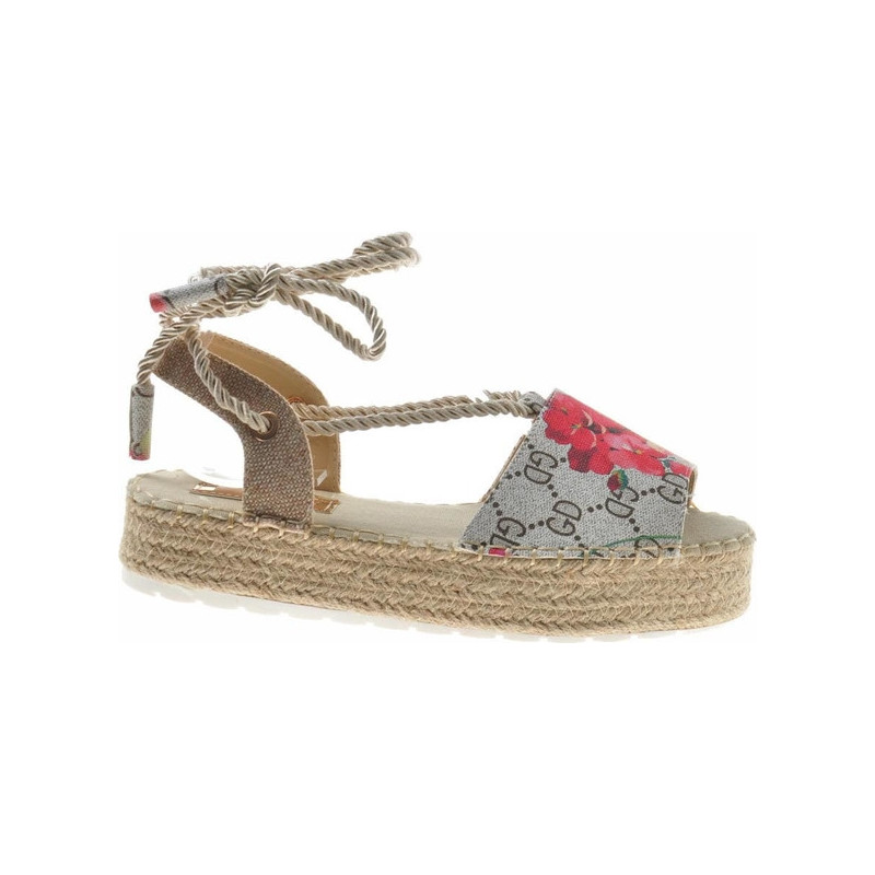 Espadryle Pantofelek24 z klamrami z tkaniny na platformie