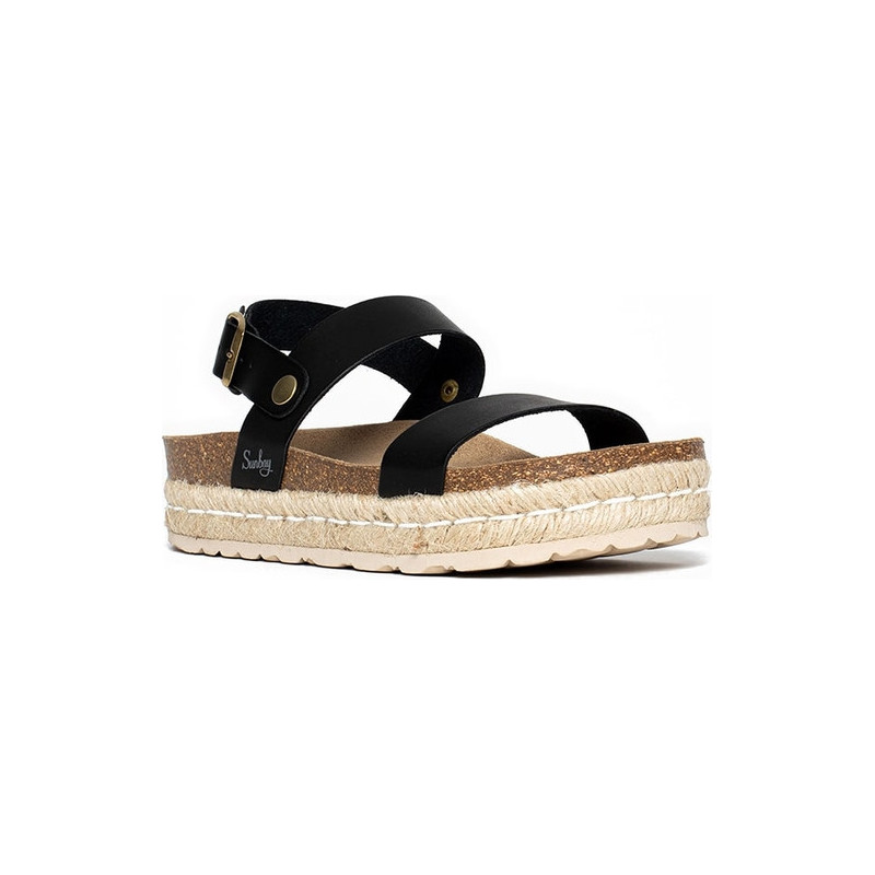 Espadryle Sunbay ze skóry z klamrami
