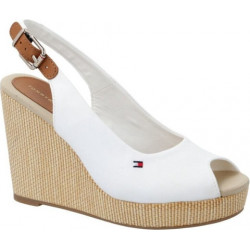 Espadryle Tommy Hilfiger na koturnie ze skóry