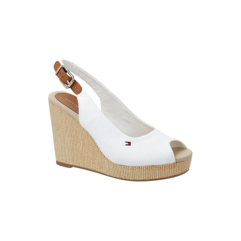 Espadryle Tommy Hilfiger na koturnie ze skóry
