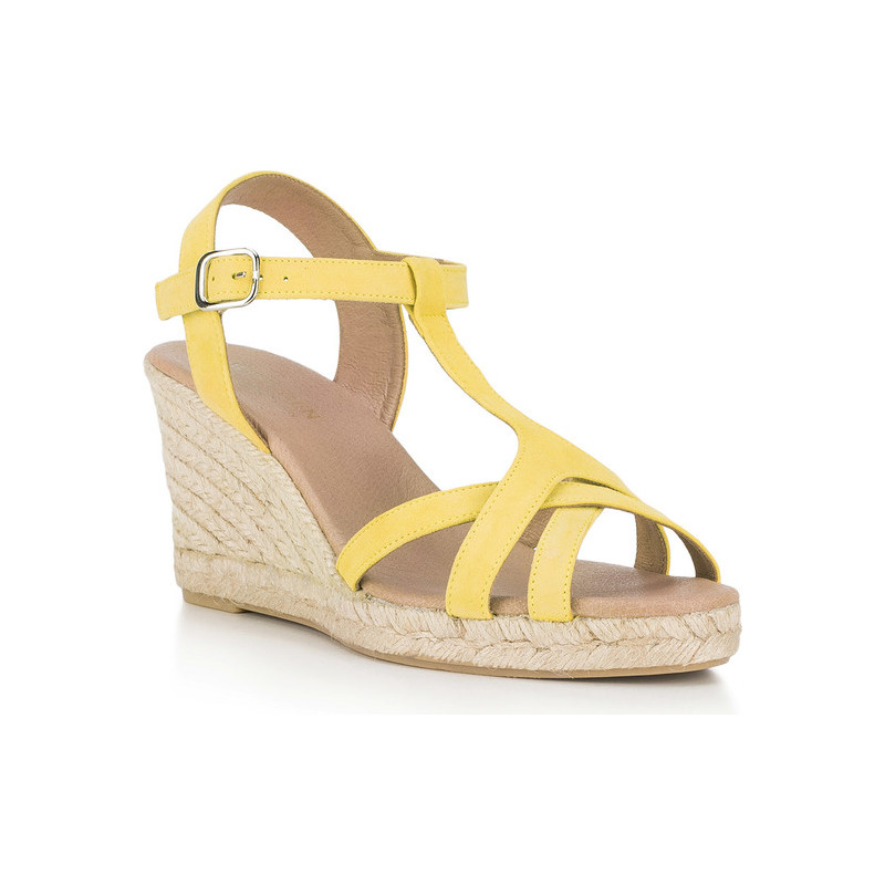 Espadryle Wittchen z klamrami na koturnie w stylu boho