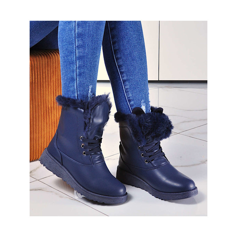 Granatowe botki producent niezdefiniowany w stylu casual