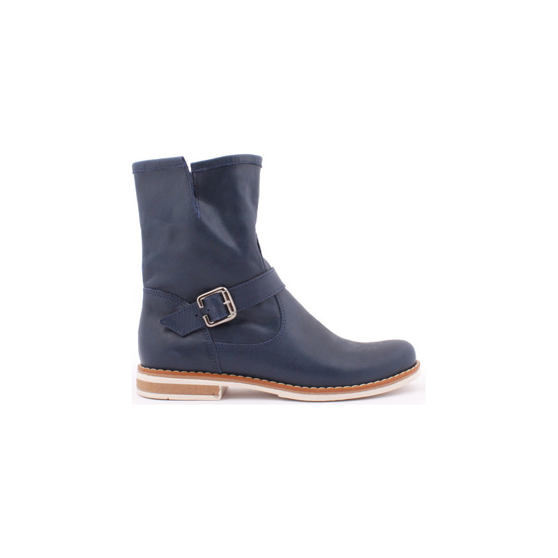 Granatowe botki Zapato w stylu casual ze skóry