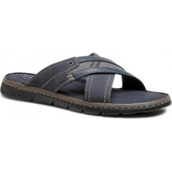 Granatowe buty letnie męskie Lanetti ze skóry