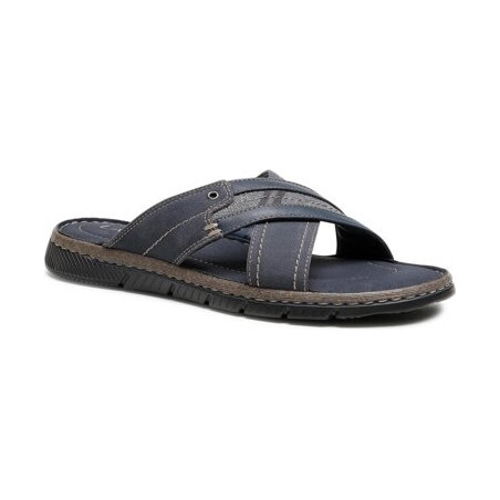 Granatowe buty letnie męskie Lanetti ze skóry