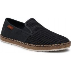 Granatowe buty letnie męskie Rieker ze skóry