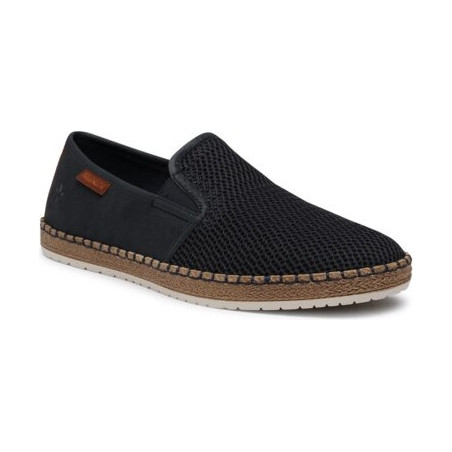 Granatowe buty letnie męskie Rieker ze skóry