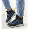 Granatowe buty trekkingowe Gemre.com.pl sznurowane z płaską podeszwą