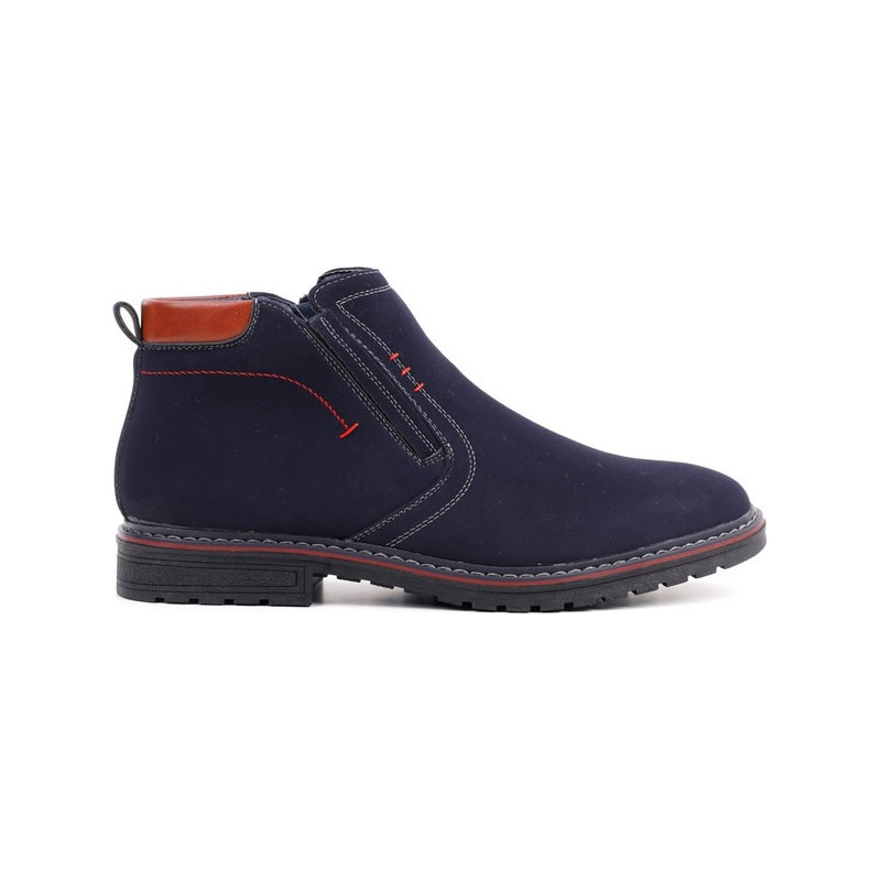 Granatowe buty zimowe Yourshoes sznurowane