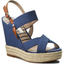 Granatowe espadryle Pepe Jeans na koturnie z klamrami w stylu boho