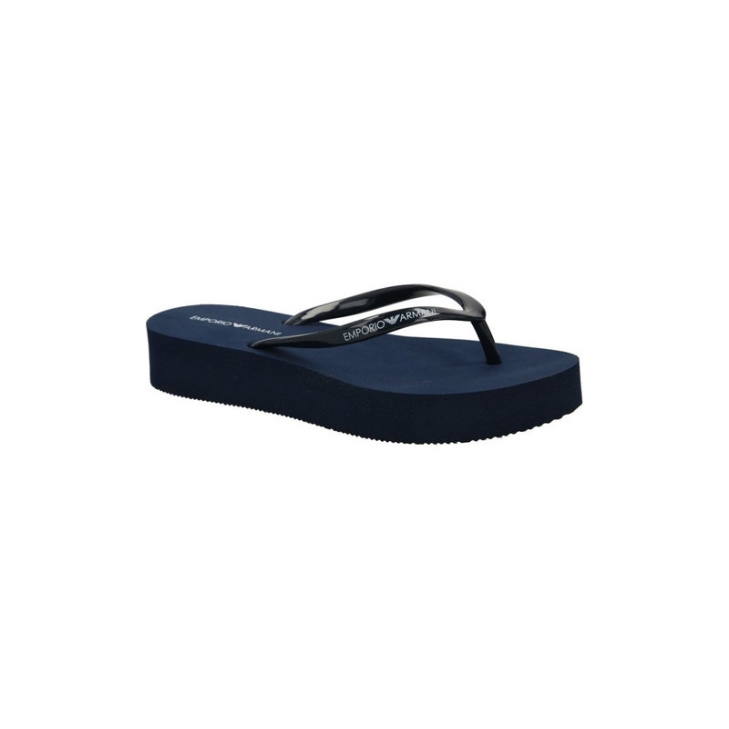 Granatowe klapki Emporio Armani na platformie w stylu casual