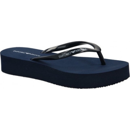 Granatowe klapki Emporio Armani na platformie w stylu casual