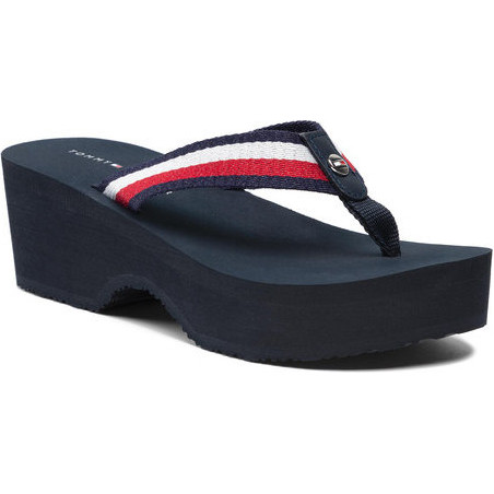 Granatowe klapki Tommy Hilfiger w stylu casual