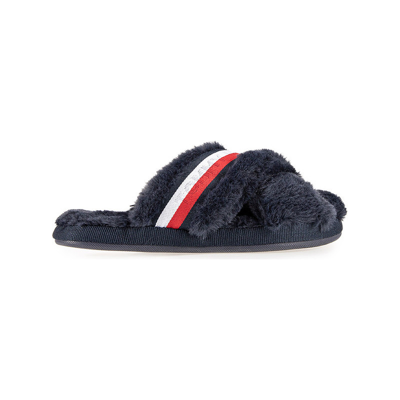 Granatowe klapki Tommy Hilfiger z płaską podeszwą